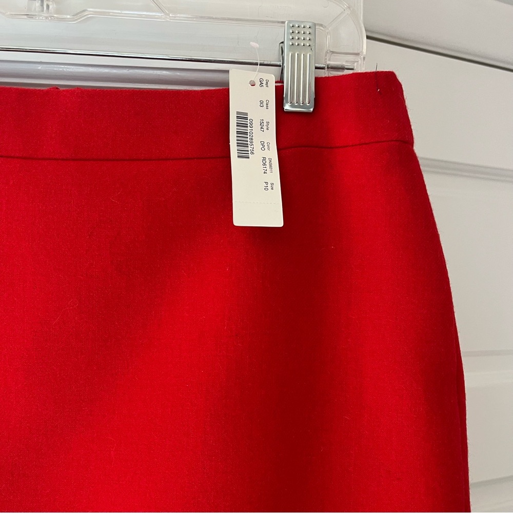 J Crew 100% Wool Chic Red Pencil Skirt for Women Business Casual - Picture 2 of 9